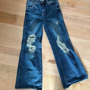 Classic Distressed Wide Leg Jeans